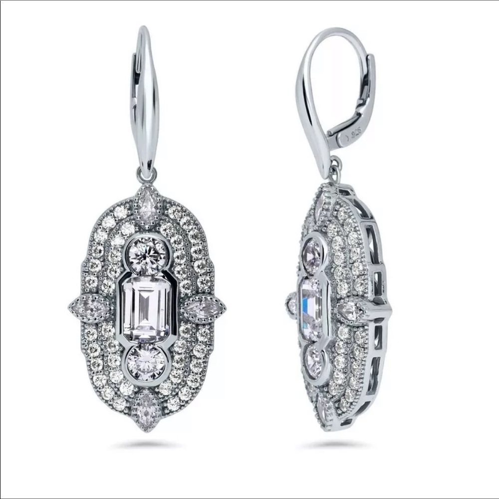 New 3Pc White Gold Cubic Zircon Necklace/ER Set - Picture 12 of 12